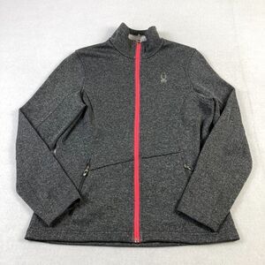 Spyder Core Sweater Jacket Women's Large Gray Full Zip Lined‎ Long Sleeve Logo